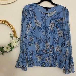 White House Black Market - Blue Floral Blouse - Size M
